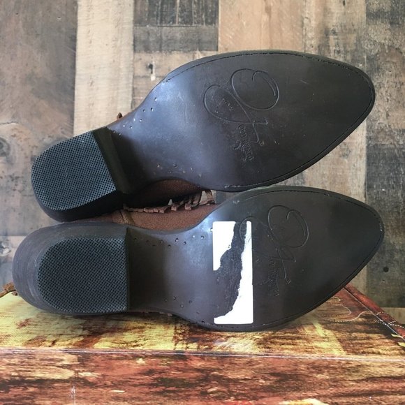 Old Gringo Brown Tassel Ankle Cowboy Boots Womens 7.5 B - Picture 2 of 12